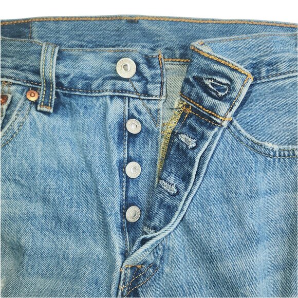 Men's Levi's 501 Blue Jeans Original‎ Fit Ripped, Size 30 - Picture 6 of 14